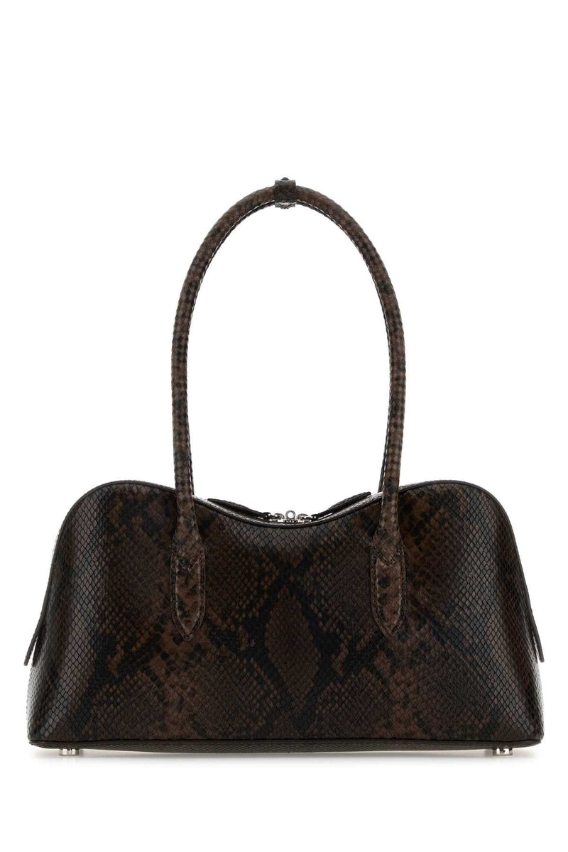 Stella Mccartney Python-Embossed Fabric Shoulder Bag — Brown