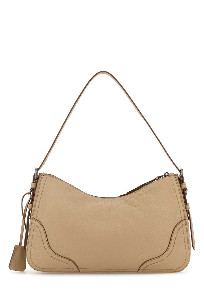 Prada Textured Deer Leather Shoulder Bag — Beige