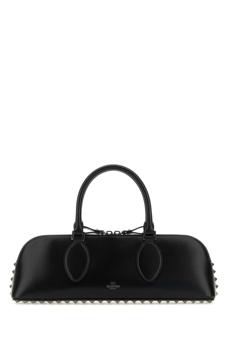Valentino Garavani Rockstud-Embellished Leather Shoulder Bag — Black Exterior: Calf Lining