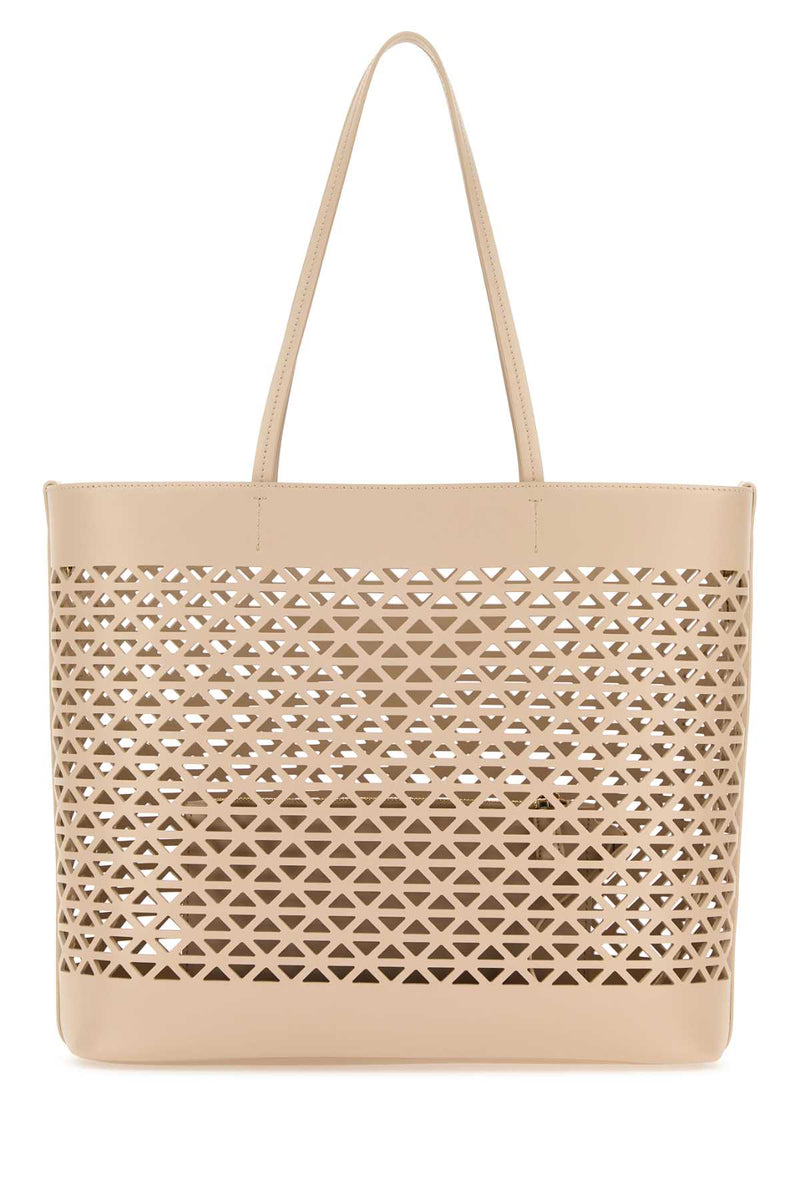 Prada Perforated Leather Shoulder Bag — Beige Exterior