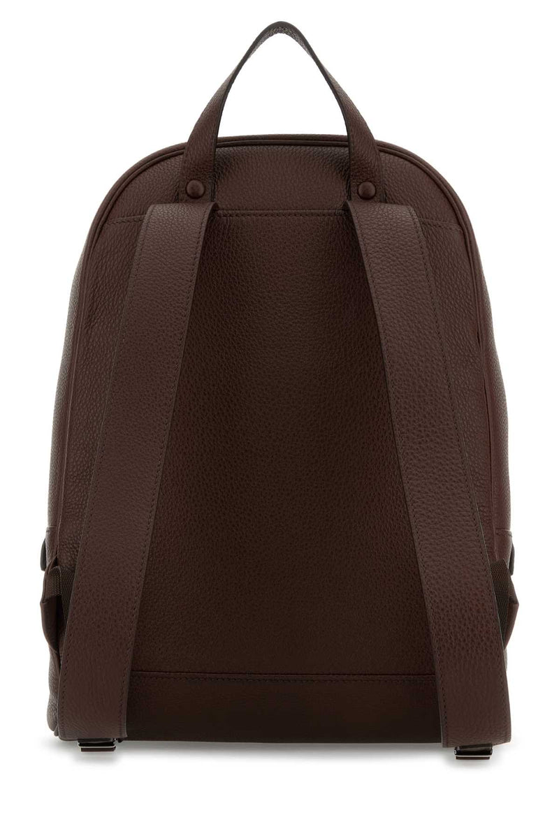 Prada Pebbled Vitello Leather Backpack — Brown