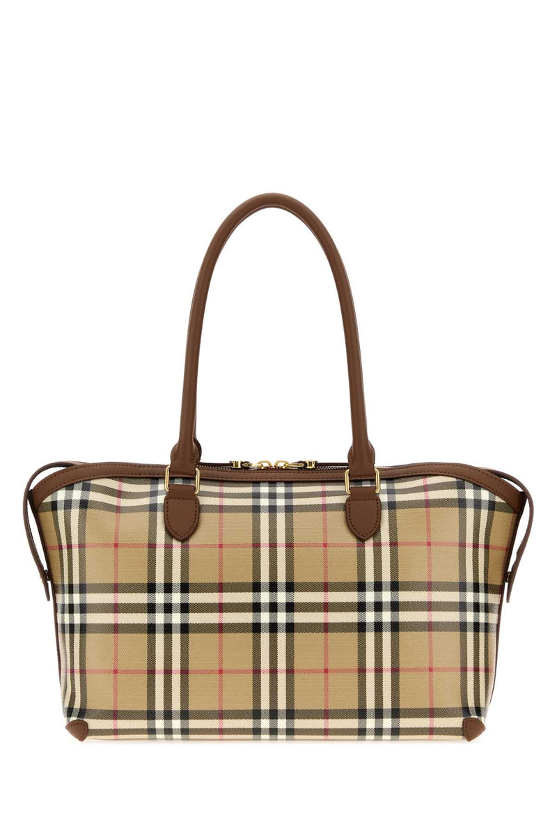 Burberry Vintage Nova Check Tote Bag — Beige