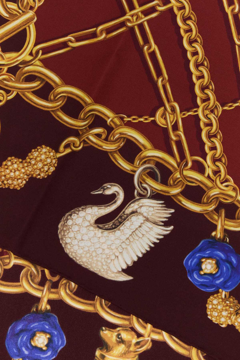 Burberry Chain-Print Mulberry Silk Scarf — Brown Scarfs