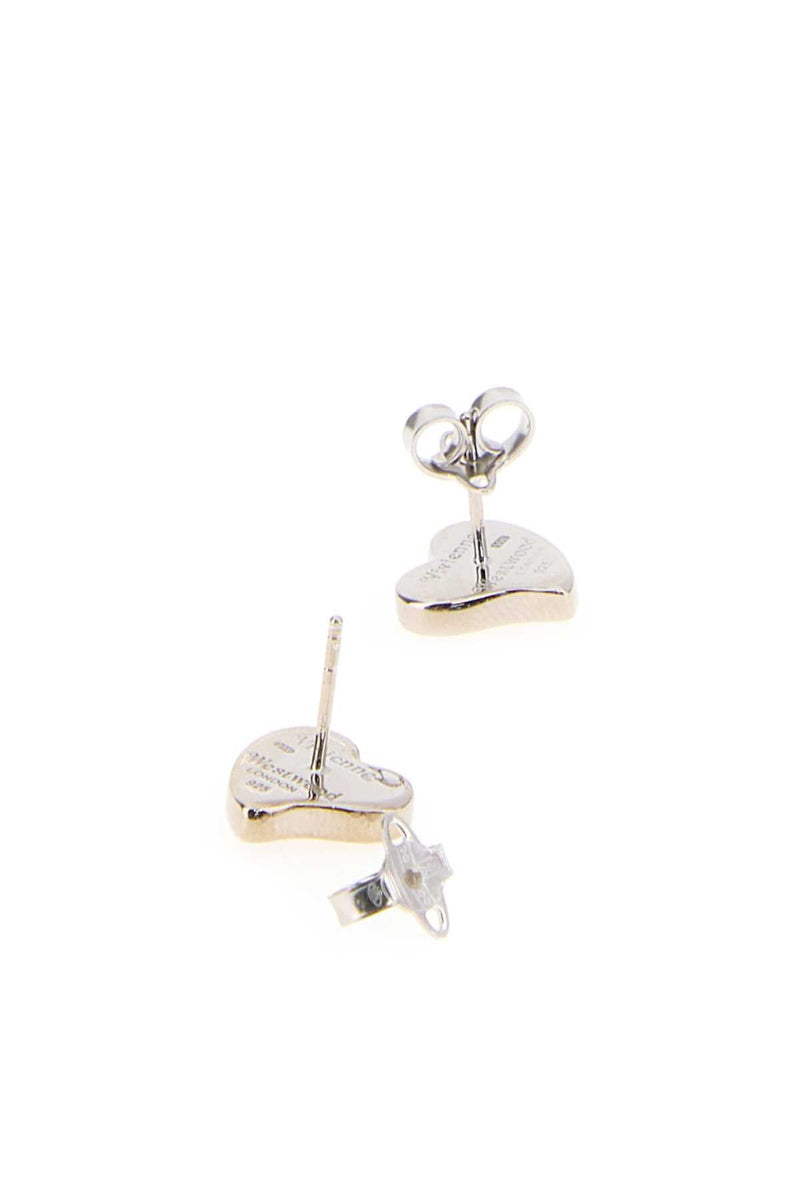 Vivienne Westwood Heart-Shaped Metal Fibre Earrings — Platinum