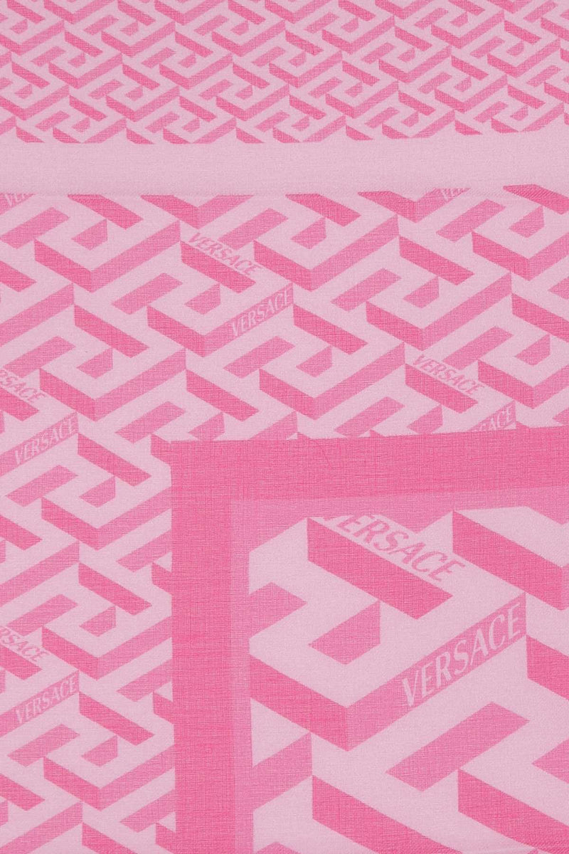 Versace Geometric-Print Modal Blend Scarf — Pink Exterior: Silk Scarfs