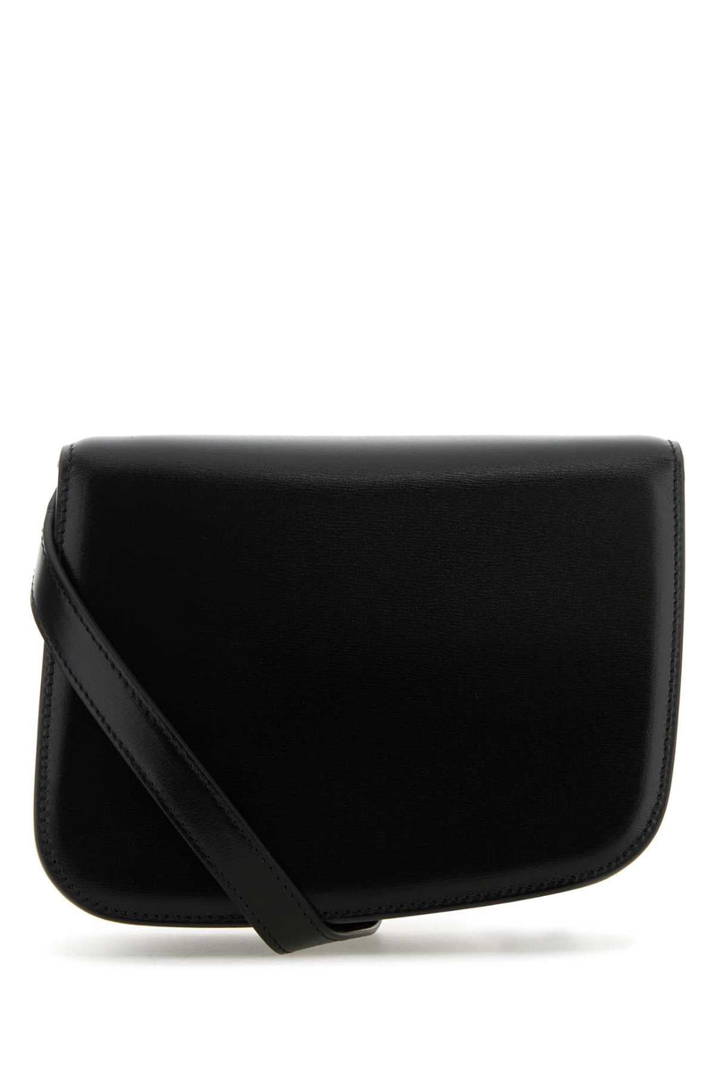 Ferragamo Leather With Grosgrain Clasp Crossbody Bag — Black
