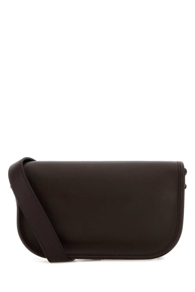 Valentino Garavani Leather With Gold-Plated Vlogo Shoulder Bag — Black