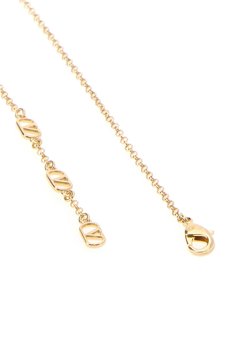 Valentino Garavani Logo-Charm Pendant Necklace — Gold Necklaces