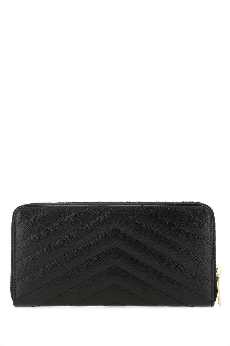 Saint Laurent Quilted Calfskin Wallet — Black Calf Skin