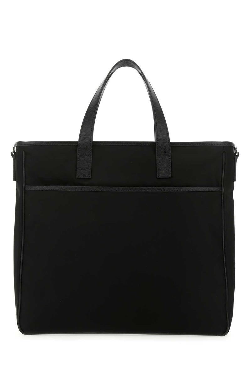 Prada Recycled Nylon And Leather Top Handle Bag — Black Poliammidericiclata-vitello