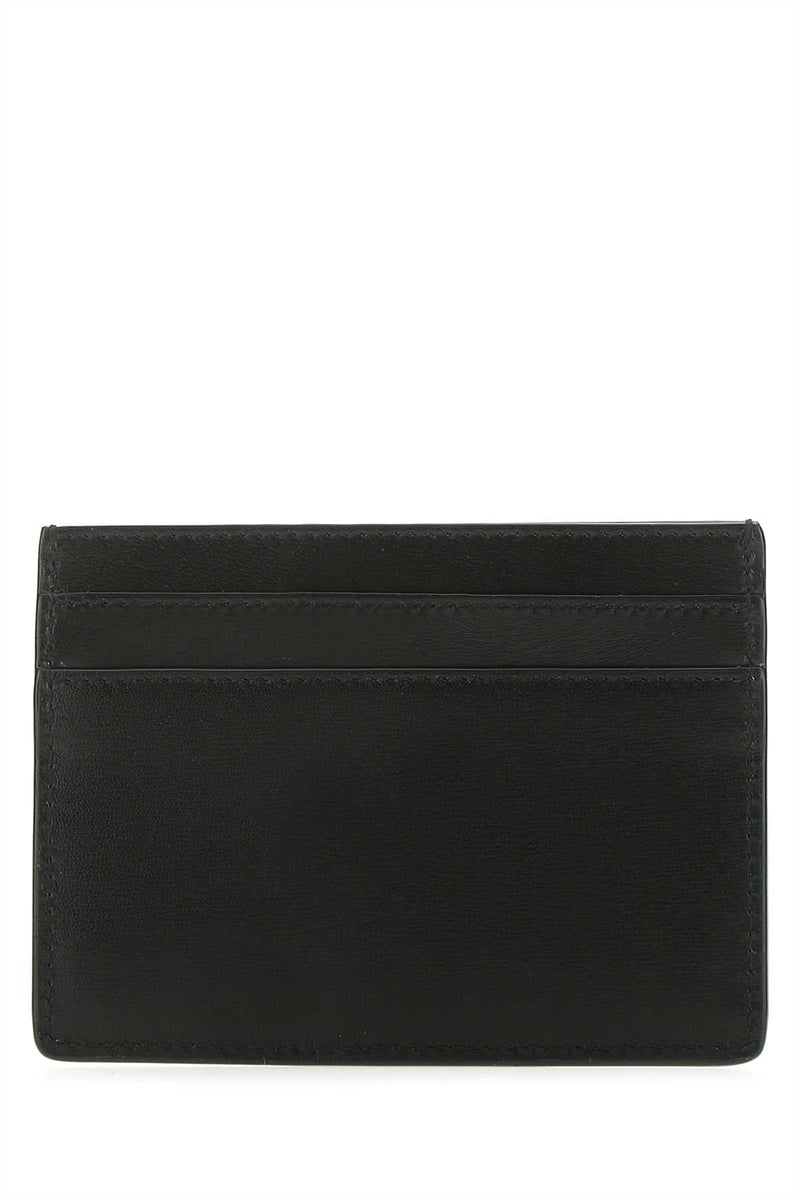 Saint Laurent Logo-Embossed Calfskin Card Case — Black Wallet