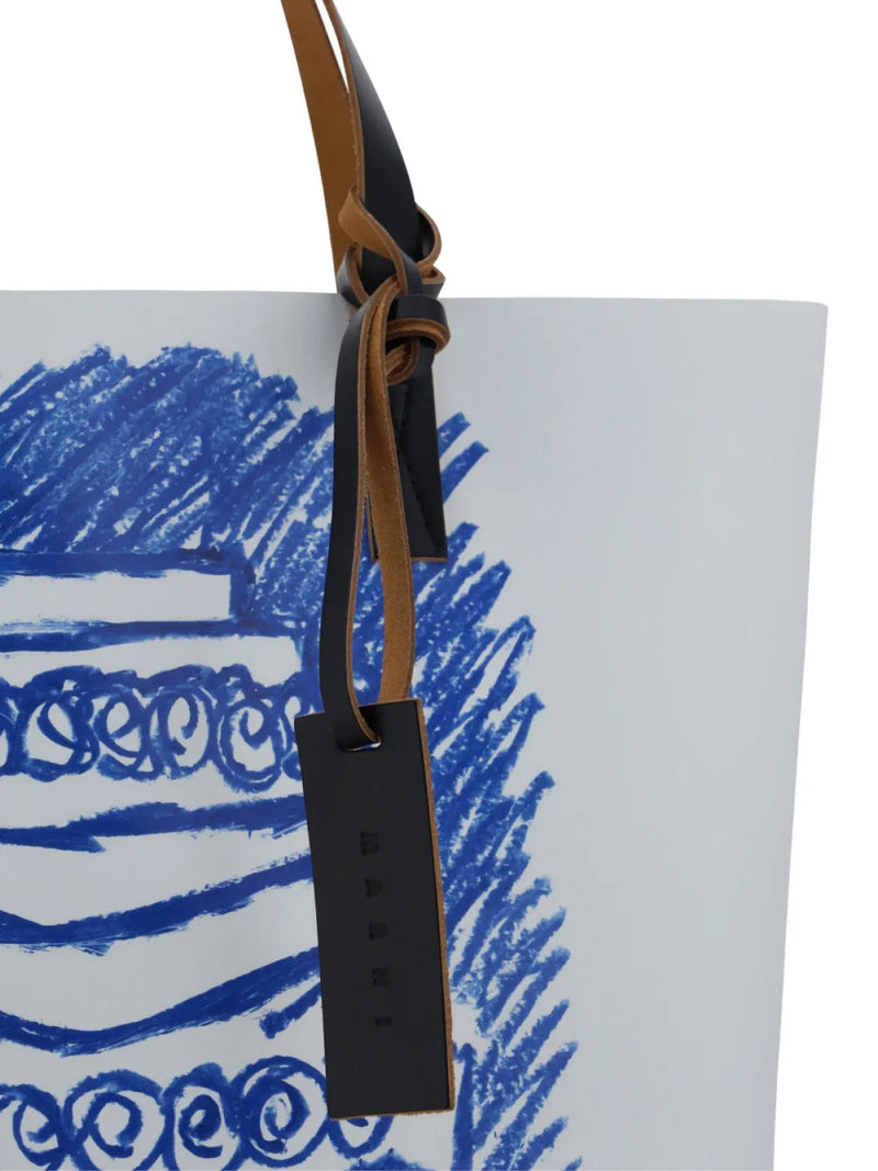 Marni Two-Tone Polyurethane Tote Bag — Black