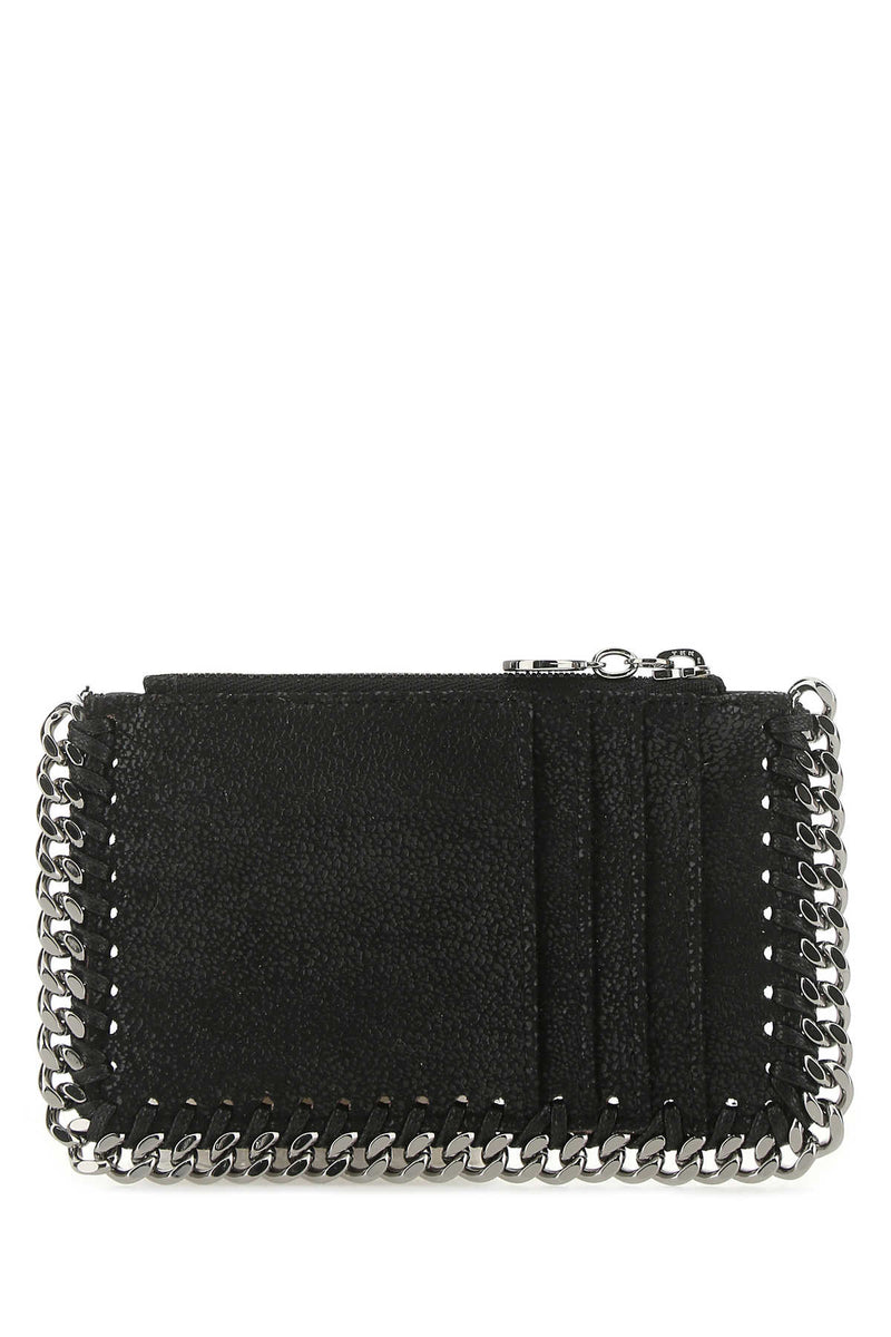 Stella Mccartney Chain-Trimmed Shaggy Deer Wallet — Black F: Polyester