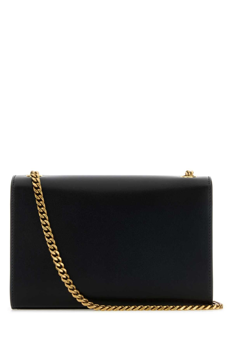 Saint Laurent Ysl Logo Leather Shoulder Bag — Black