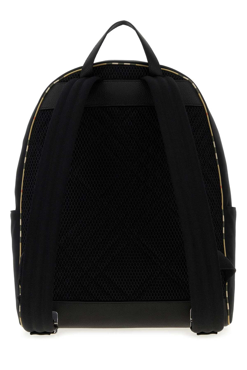 Burberry Nylon Logo-Plaque Backpack — Black Polyester Polyurethane