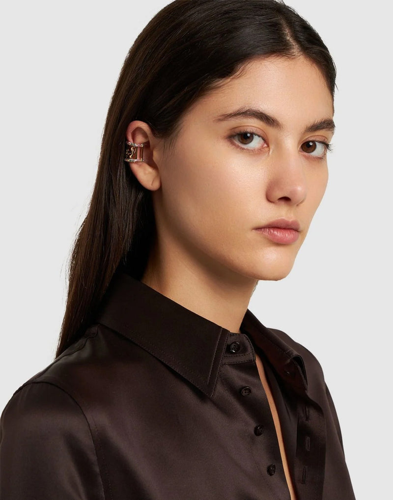 Burberry Pavé Logo Ear Cuff — Gold Earrings