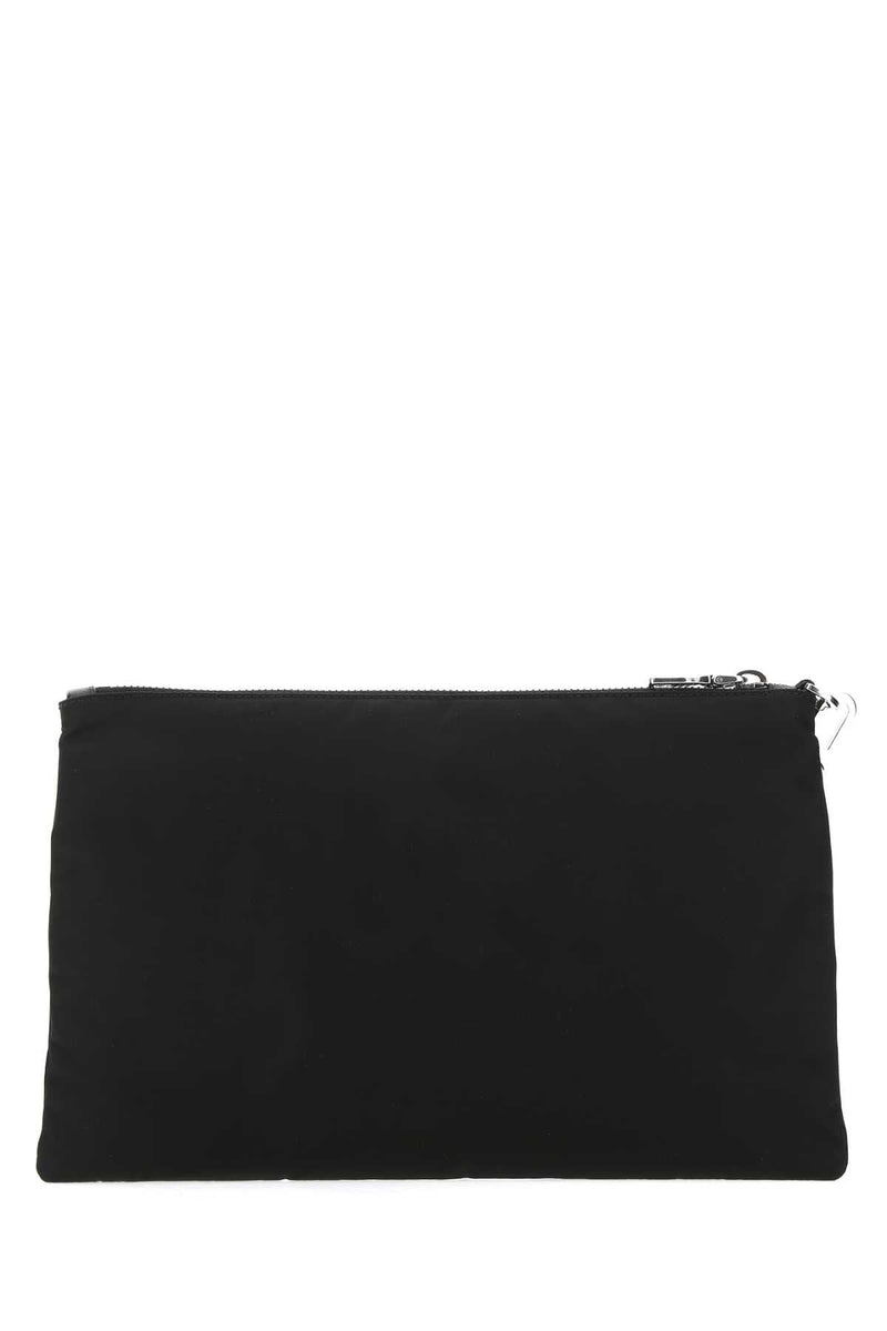 Prada Re-Nylon Clutch — Black Poliammidericiclata-vitello