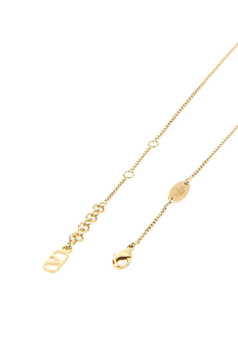 Valentino Garavani Metal Vlogo Pendant Necklace — Gold Necklaces