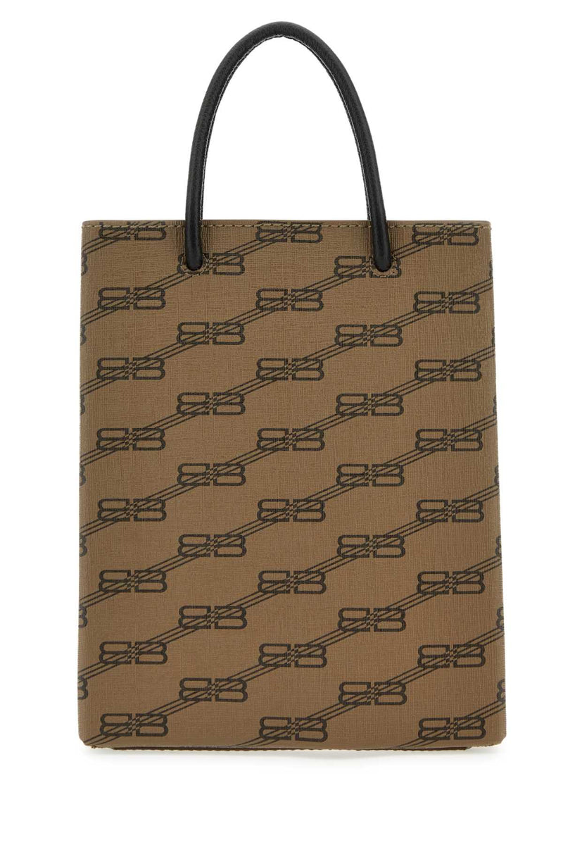 Balenciaga Logo-Jacquard Canvas Tote Bag — Beige