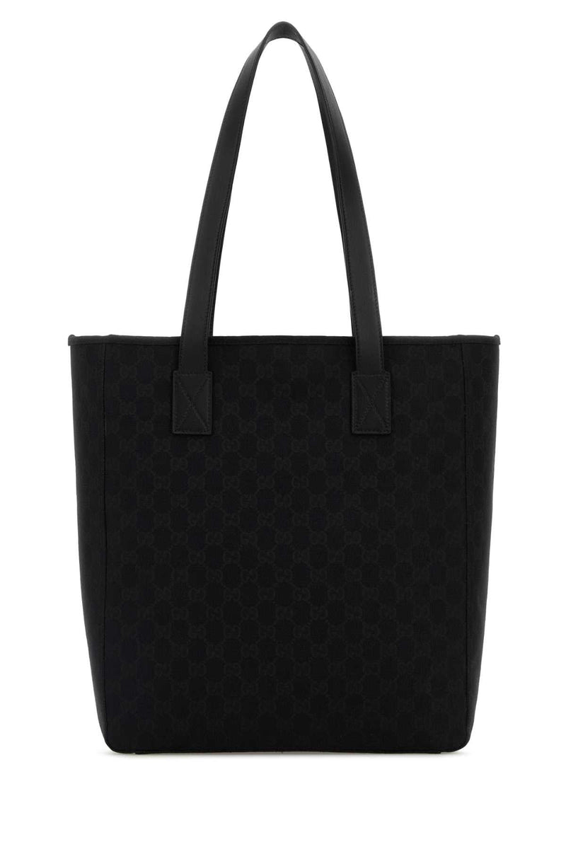 Gucci Gg-Jacquard Fabric Tote Bag — Black