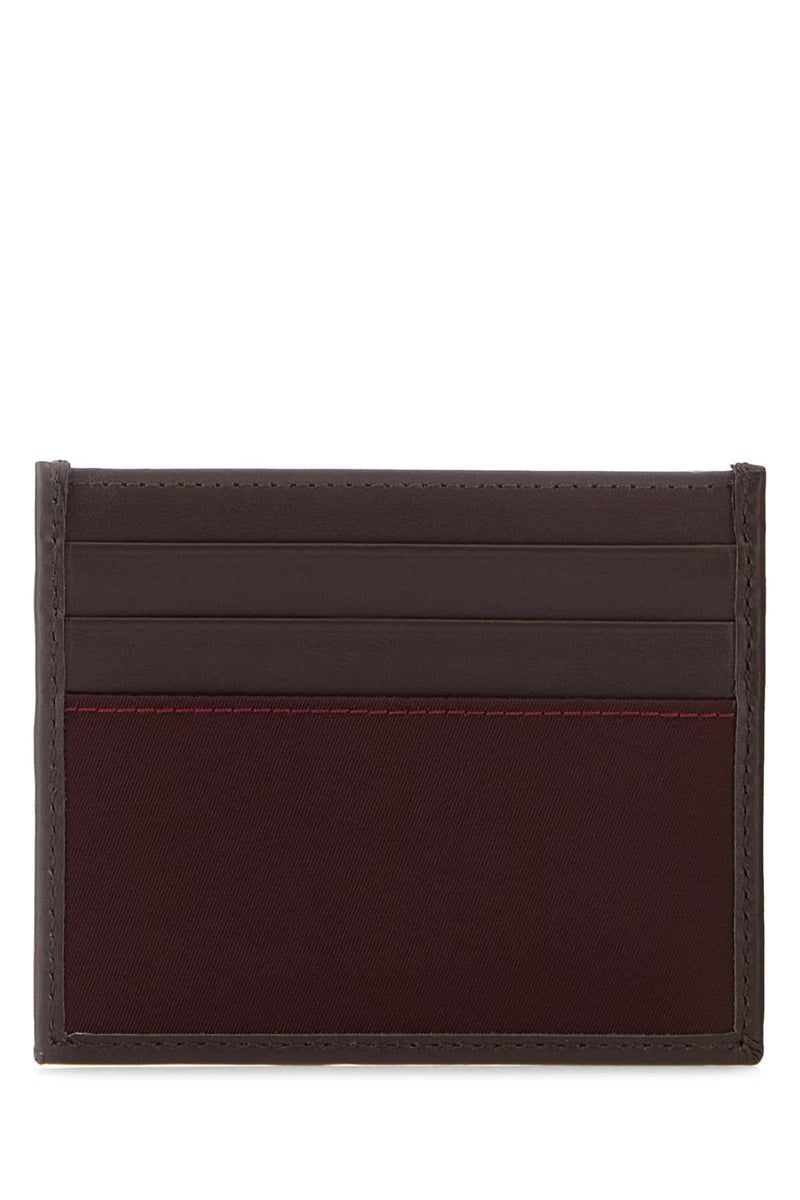 Prada Logo-Stamped Calf Leather Card Case — Burgundy Wallet