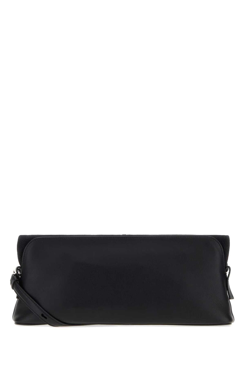 Maison Margiela Suede And Leather Fold-Over Clutch — Gray