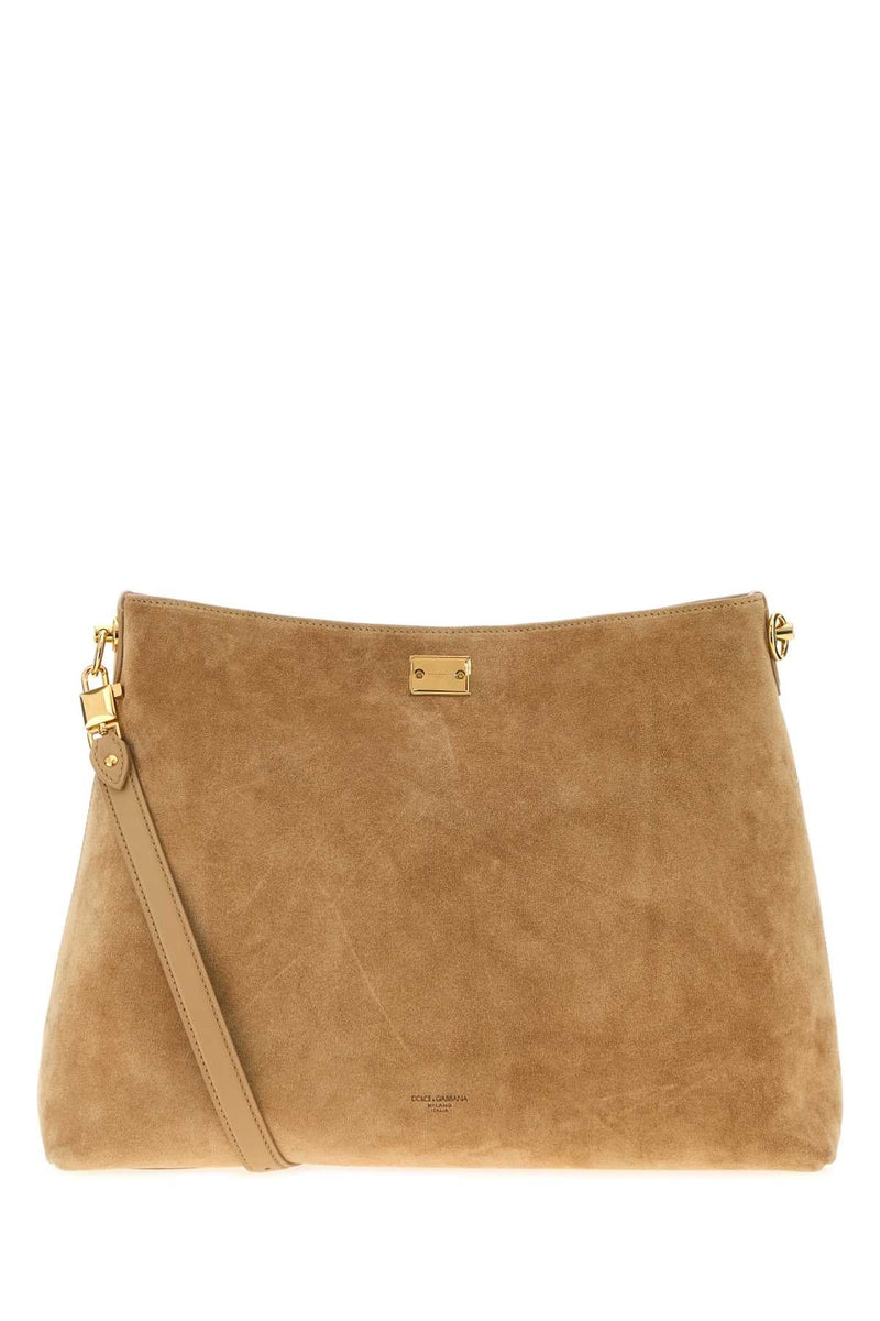 Dolce & Gabbana Suede Shoulder Bag — Beige