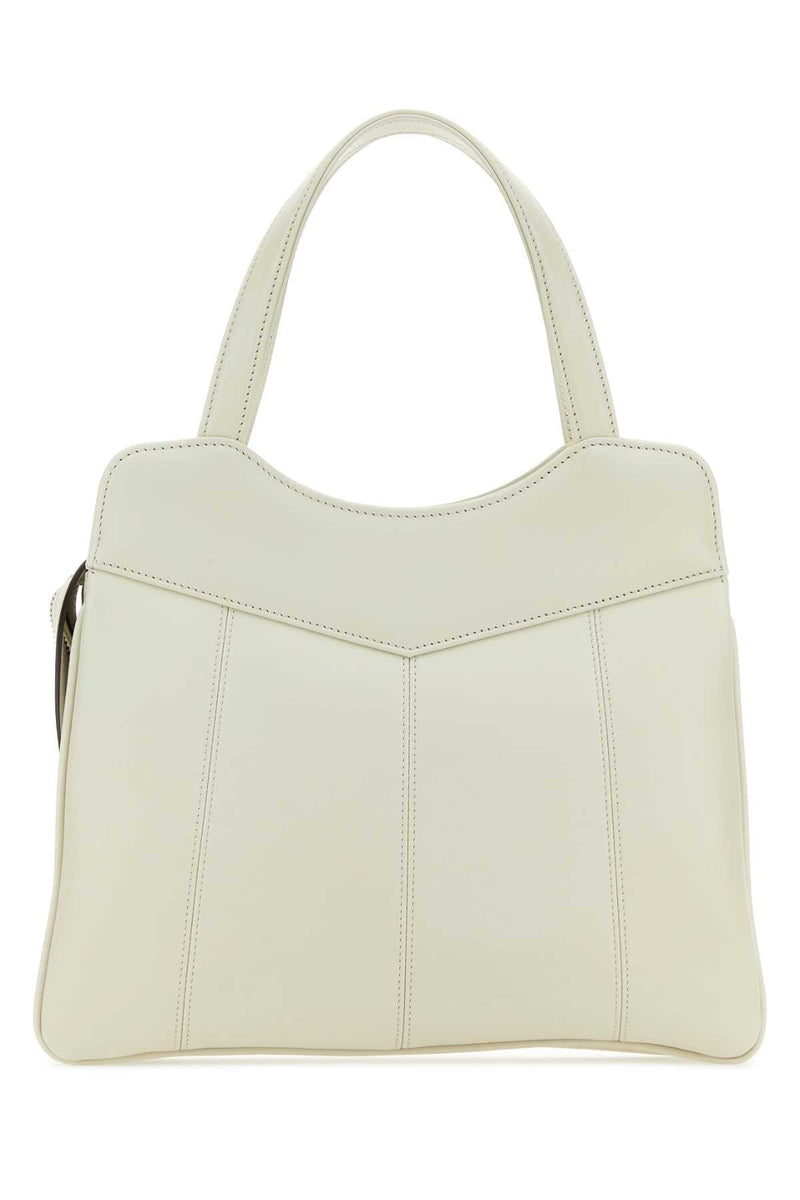 Gucci Leather Gg Medallion Top Handle Bag — Beige