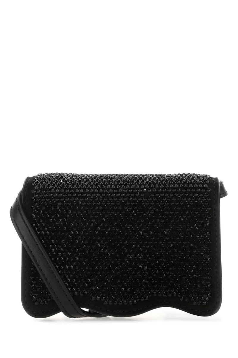 Palm Angels Sequin-Embellished Leather Crossbody Bag — Black