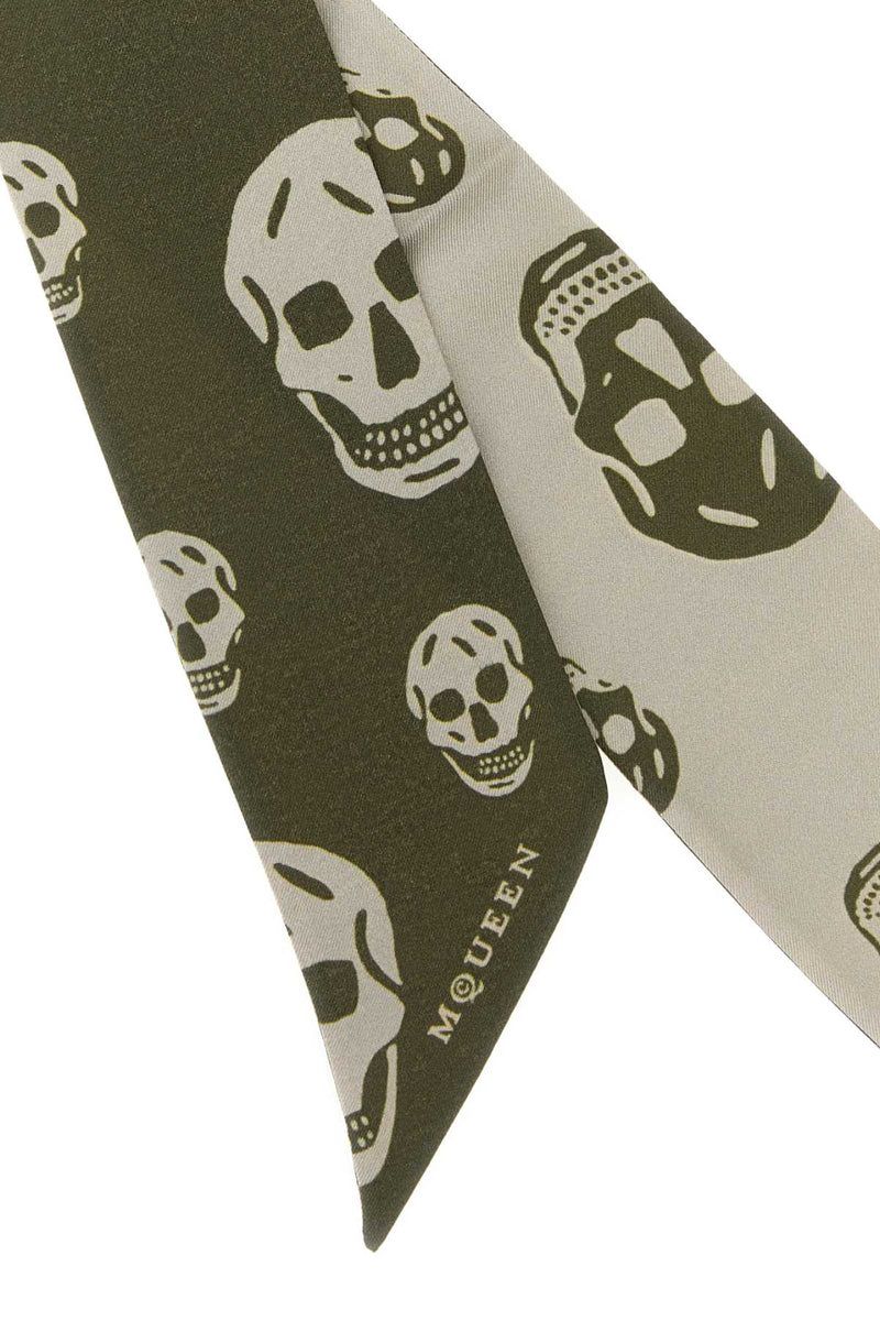 Alexander Mcqueen Skinny Scarf — Green Exterior: Silk Scarfs