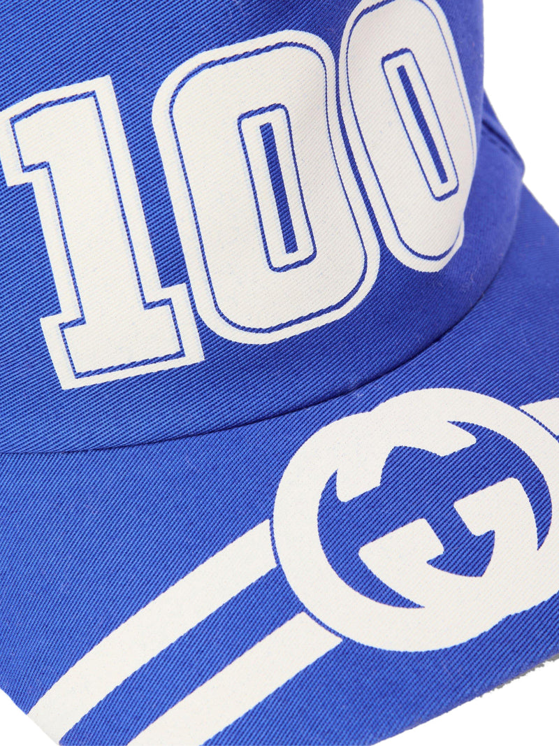 Gucci 6730814hakr4368 Gg Logo Baseball Cap — Blue Cotton Caps