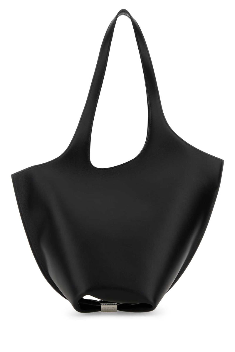 The Attico Sculptural Leather Shoulder Bag — Black