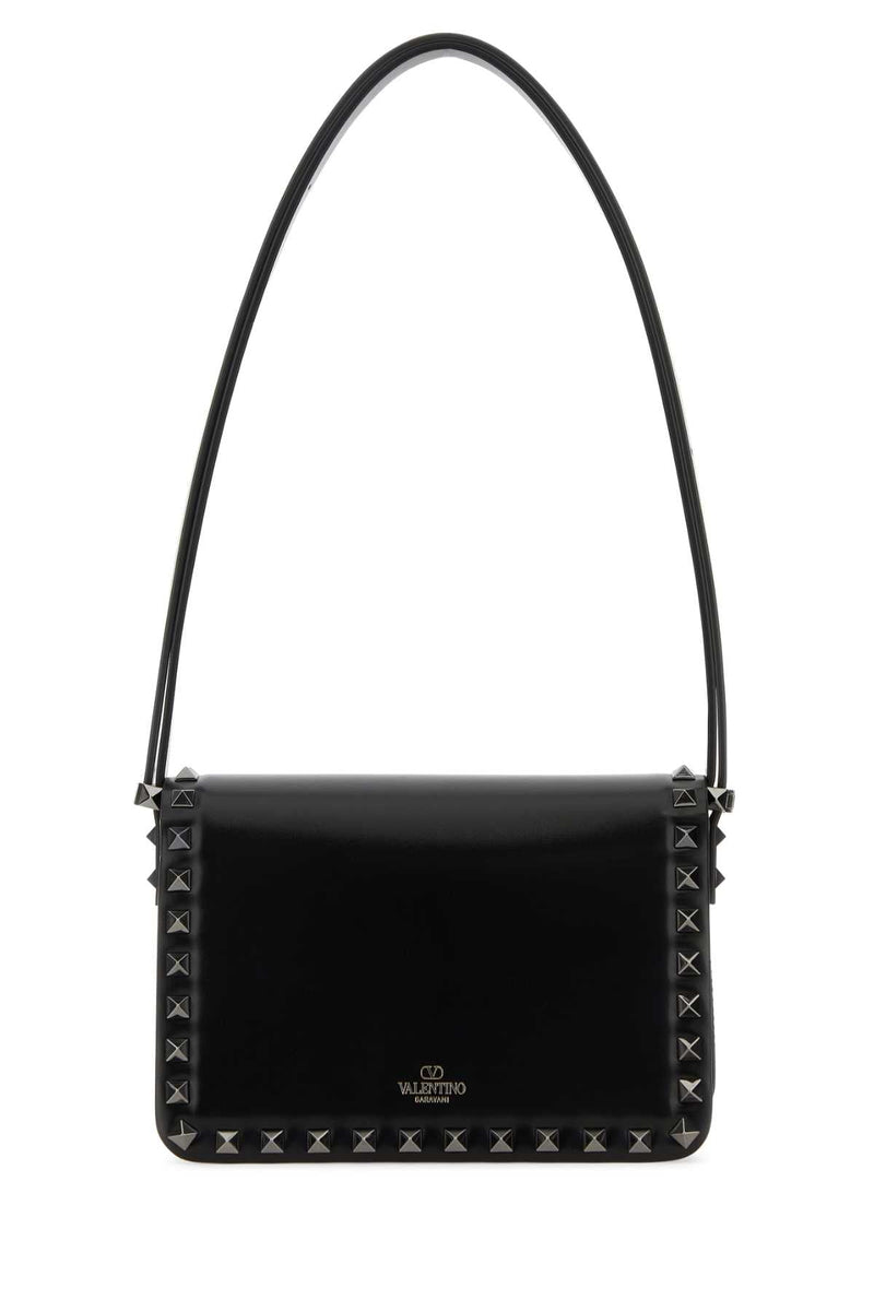 Valentino Garavani Pyramid-Stud Leather Shoulder Bag — Black