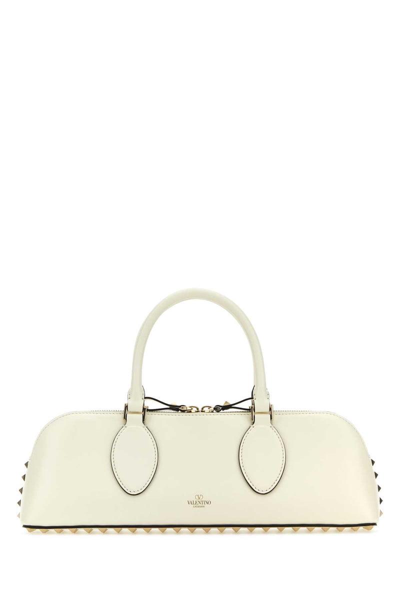 Valentino Garavani Rockstud Shoulder Bag — Ivory Exterior: Calf Leather Lining