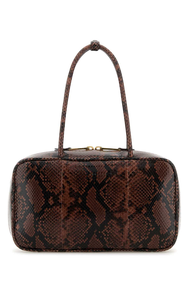 Miu Miu Python-Print Leather Shoulder Bag — Brown Homalopsisbuccata