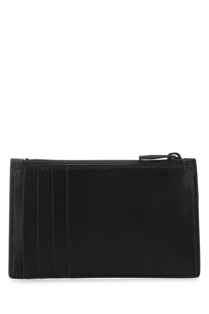 Alexander Mcqueen Leather With Graffiti Branding Card Case — Black Exterior: Wallet