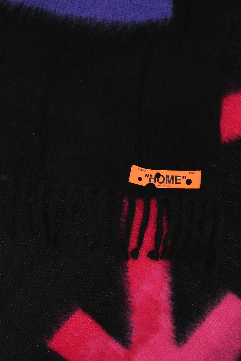 Off-White Wool Knit Scarf — Black Scarfs