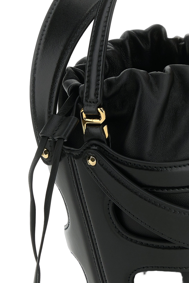 Alexander Mcqueen Quilted Calfskin Bucket Bag — Black Lb Vitello