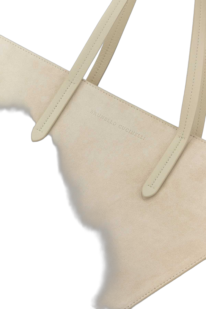 Brunello Cucinelli Suede Tote Bag — Beige