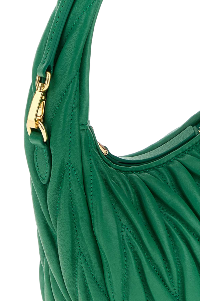 Miu Miu Quilted Nappa Leather Shoulder Bag — Green Agnello