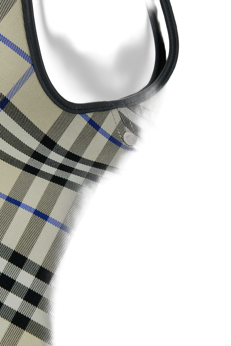 Burberry Tartan-Print Cotton Tote Bag — Beige Exterior