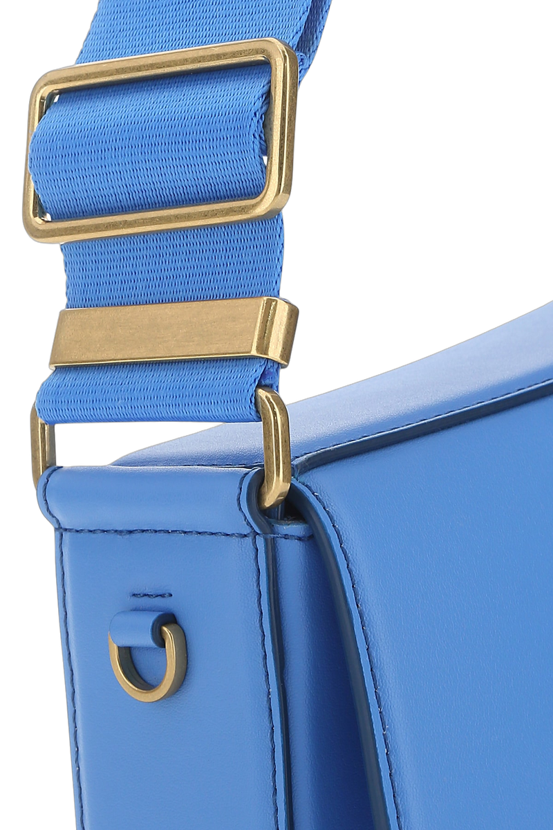 Stella Mccartney Logo-Embellished Shoulder Bag — Blue Leather