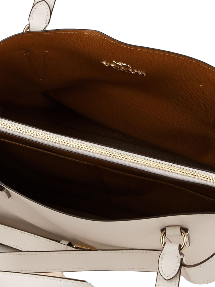 Coach Structured Leather Tote Bag — White