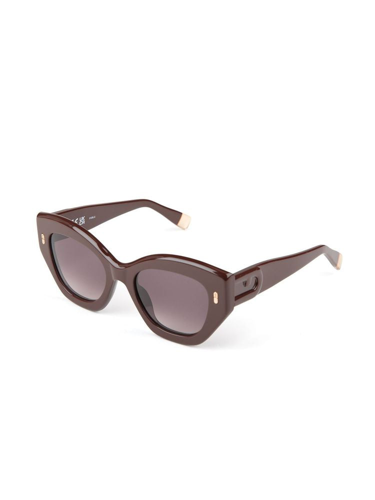 Furla Sfu985 Cat-Eye Gradient Lens Acetate Sunglasses — Brown