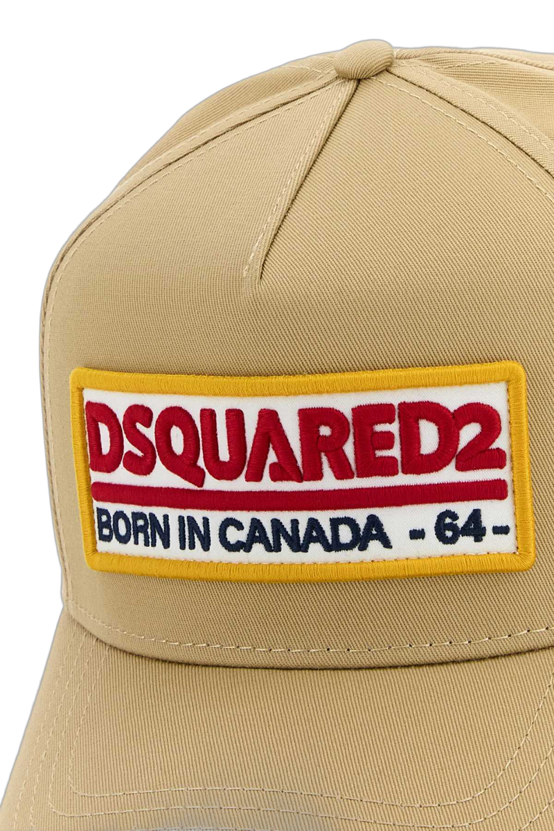 Dsquared2 Bcm098305c00001 Embroidered Logo Baseball Cap — Beige Exterior: Cotton Caps