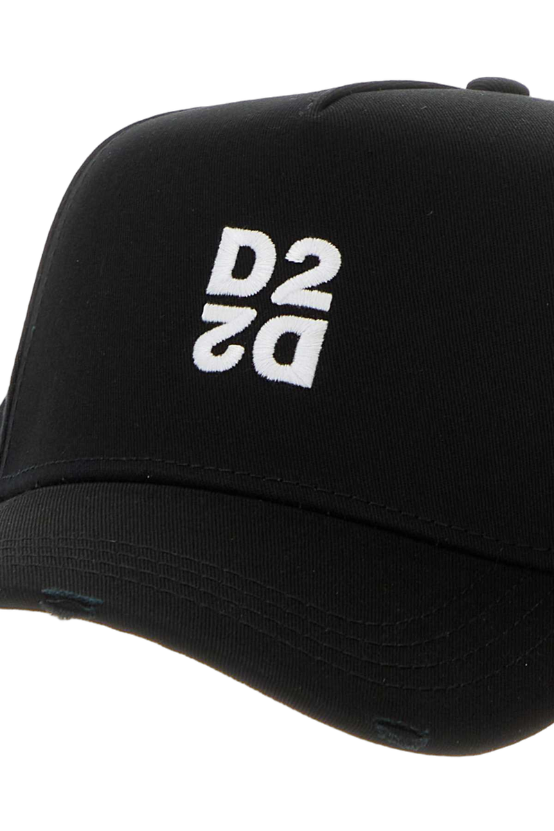 Dsquared2 Bcm096405c00001 Logo-Embroidered Cotton Baseball Cap — Black Exterior: Caps