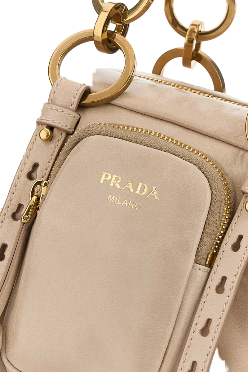 Prada Vitello Leather Shoulder Bag — Pink