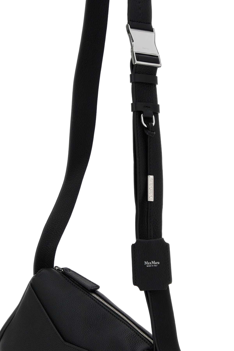 Max Mara Leather Crossbody Shoulder Bag — Black