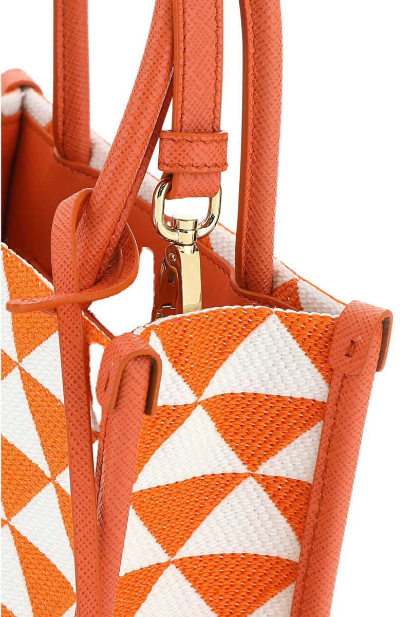Prada Quilted Geometric Jacquard Top Handle Bag — Orange Pl-calf Leather