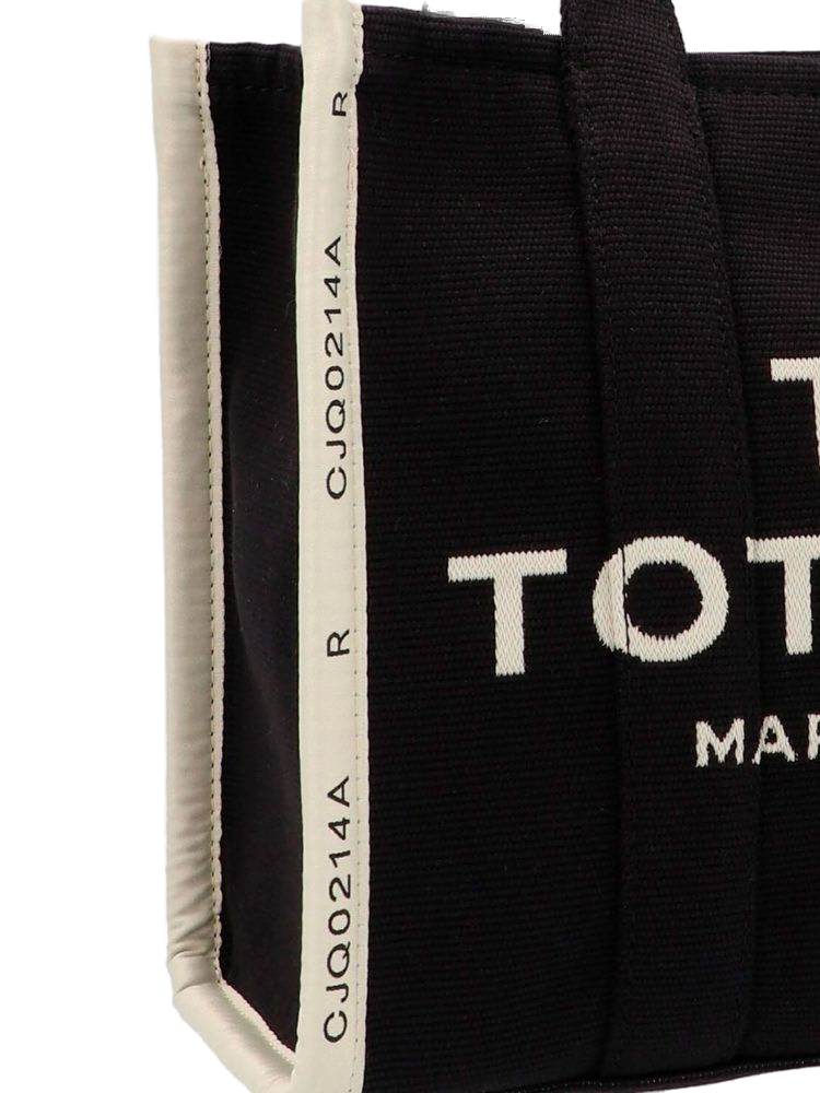 Marc Jacobs Logo-Print Canvas Tote Bag — Black Cotton